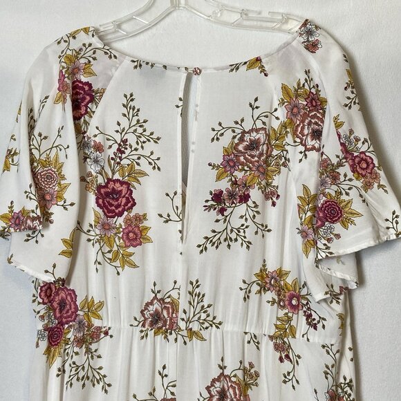 Torrid Challis Caplet Skater Dress Womens 2X Cream Floral Print Surplice Neck - Picture 15 of 16